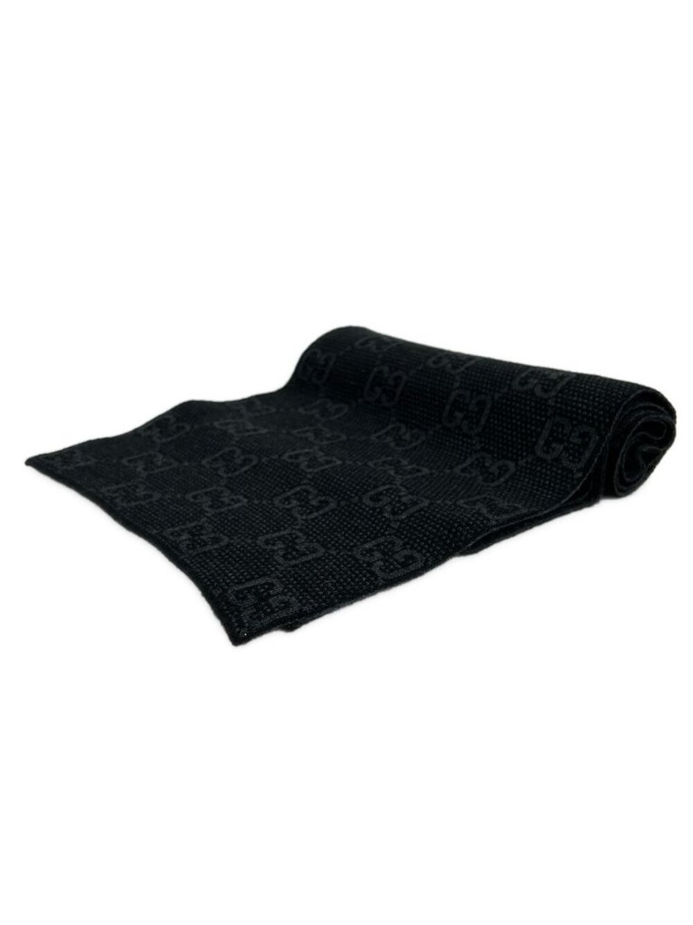 Gucci Scarf Black Dark Gray Wool